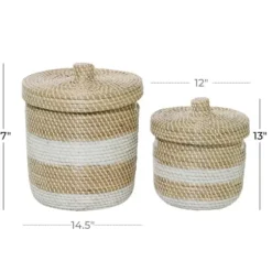 Baskets & Boxes-Kirkland's Home Indigo Bold Striped Jute Basket, 17 In. Blue/Ivory