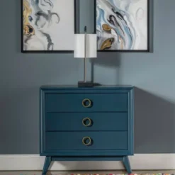 Dressers & Chests-Kirkland's Home Indigo 3-Drawer Wood Chest Blue