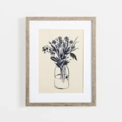 Framed Art-Kirkland's Home Indigo Floral Vase Ii Framed Art Print Blue