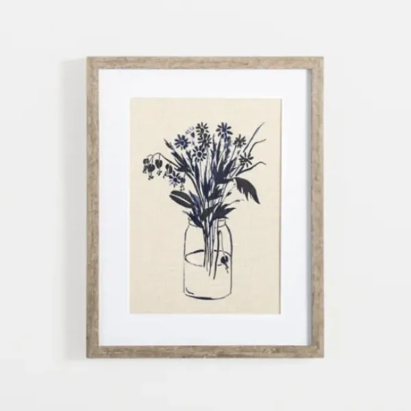 Framed Art-Kirkland's Home Indigo Floral Vase Ii Framed Art Print Blue