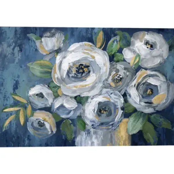 Canvas Art-Kirkland's Home Indigo Touch Of Gold Canvas Art Print, 36X24 In. Blue