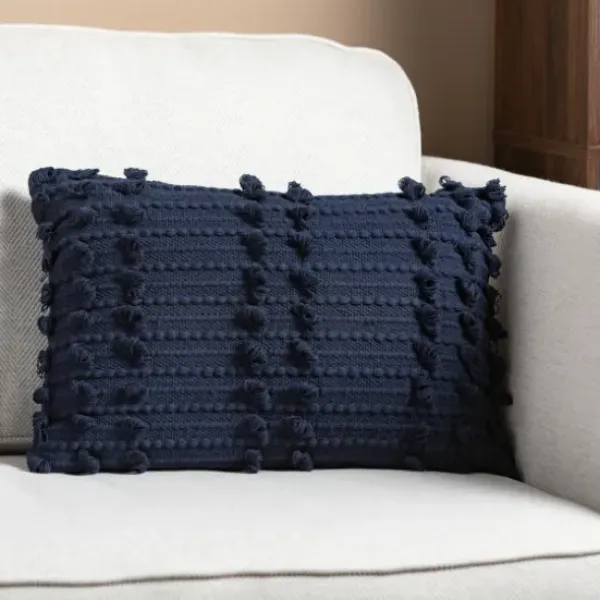 Pillows-Kirkland's Home Indigo Woven Lumbar Pillow Blue