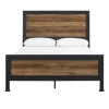 Beds & Headboards-Kirkland's Home Industrial Rustic Oak Queen Bed With Metal Frame Brown