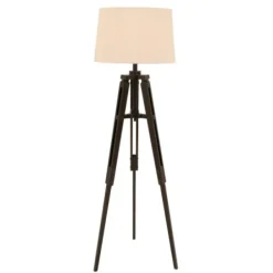 Floor Lamps-Kirkland's Home Industrial Tripod Wooden Floor Lamp Ivory