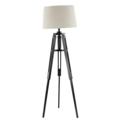 Floor Lamps-Kirkland's Home Industrial Tripod Wooden Floor Lamp Ivory