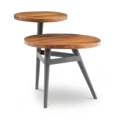 Accent & End Tables-Kirkland's Home Industrial Two-Tiered Gunmetal Accent Table Brown