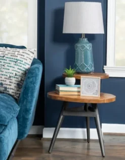 Accent & End Tables-Kirkland's Home Industrial Two-Tiered Gunmetal Accent Table Brown