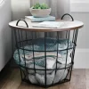 Accent & End Tables-Kirkland's Home Industrial Wire And Wood Basket Side Table Black