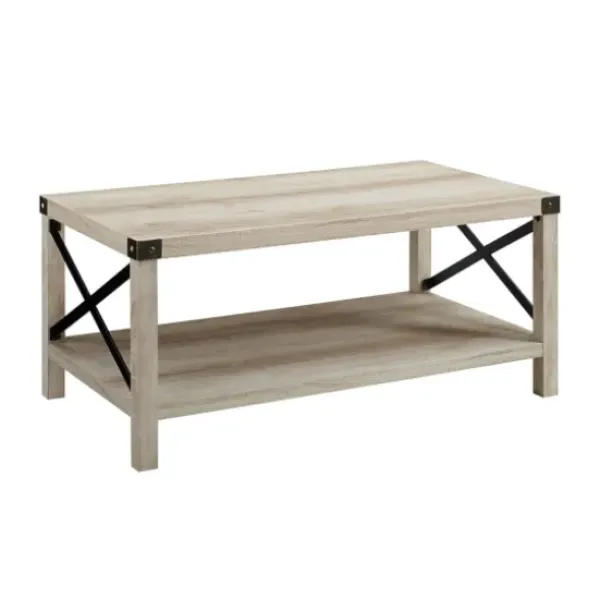 Coffee Tables-Kirkland's Home Industrial X-Frame Coffee Table White