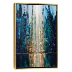 Framed Art-Kirkland's Home Infinite Reflection Abstract Canvas Framed Art Gold/Black/Blue