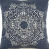 Pillows-Kirkland's Home Intricate Medallion Navy And Cream Pillow Blue/White