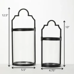 Lanterns-Kirkland's Home Iron And Glass Svelte Lanterns, Set Of 2 Black