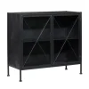 Cabinets & Sideboards-Kirkland's Home Iron X-Panel Cabinet Black