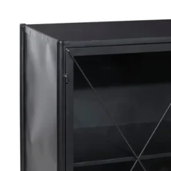 Cabinets & Sideboards-Kirkland's Home Iron X-Panel Cabinet Black