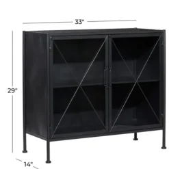 Cabinets & Sideboards-Kirkland's Home Iron X-Panel Cabinet Black