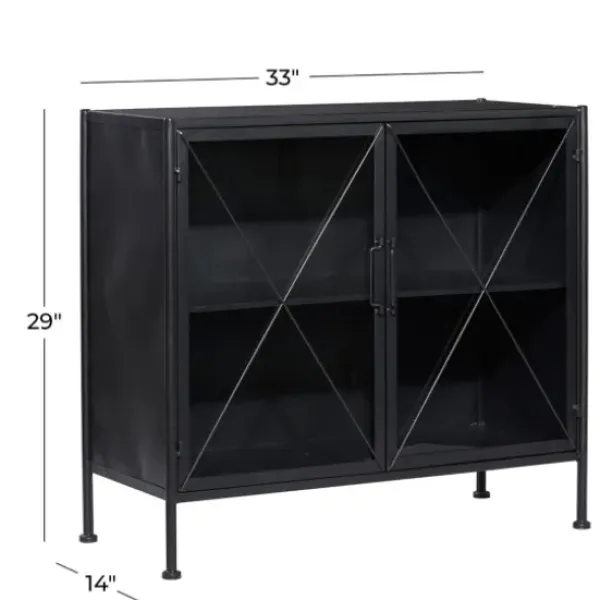 Cabinets & Sideboards-Kirkland's Home Iron X-Panel Cabinet Black