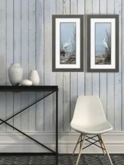 Framed Art-Kirkland's Home Island Egret Framed Art Prints, Set Of 2 Blue/White/Brown