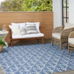 Outdoor Rugs-Kirkland's Home Island Leaf Outdoor Rug, 4X7 Multi