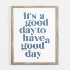 Wall Quotes & Signs-Kirkland's Home It'S A Good Day Framed Canvas Plaque White/Blue