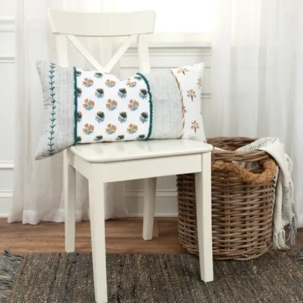 Pillows-Kirkland's Home Ivory & Multicolor Botanical Lumbar Pillow Ivory/Multi