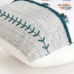 Pillows-Kirkland's Home Ivory & Multicolor Botanical Lumbar Pillow Ivory/Multi