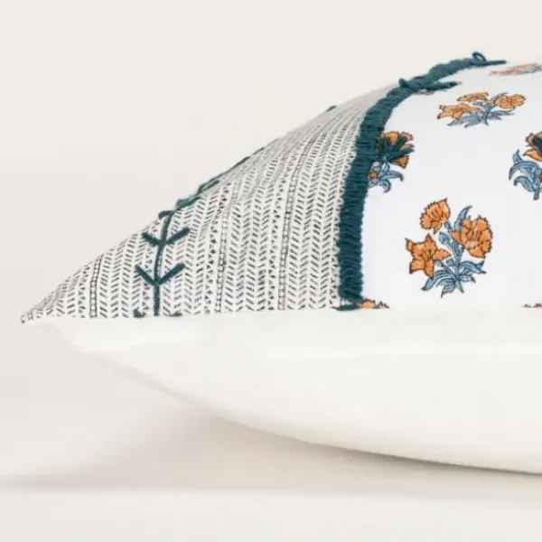 Pillows-Kirkland's Home Ivory & Multicolor Botanical Lumbar Pillow Ivory/Multi