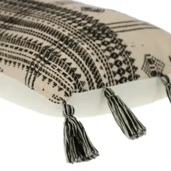 Pillows-Kirkland's Home Ivory And Black Boho Stripes Lumbar Pillow Ivory/Black