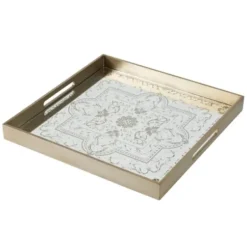 Decorative Trays-Kirkland's Home Ivory And Clover Mosaic Capiz Shell Tray, 17 In. Green/Ivory