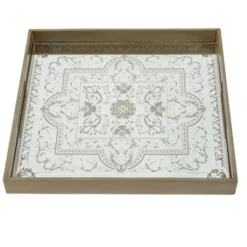 Decorative Trays-Kirkland's Home Ivory And Clover Mosaic Capiz Shell Tray, 17 In. Green/Ivory