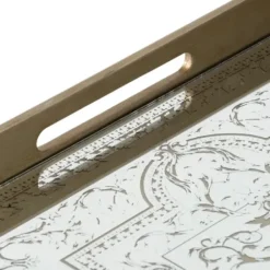 Decorative Trays-Kirkland's Home Ivory And Clover Mosaic Capiz Shell Tray, 17 In. Green/Ivory