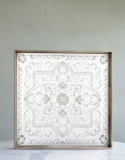 Decorative Trays-Kirkland's Home Ivory And Clover Mosaic Capiz Shell Tray, 17 In. Green/Ivory