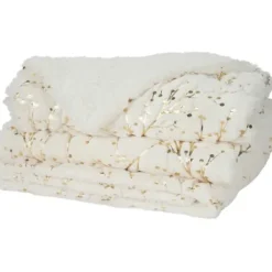 Blankets & Throws-Kirkland's Home Ivory And Gold Metallic Branches Throw Gold/Ivory