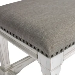 Benches & Ottomans-Kirkland's Home Ivory And Gray Wooden Upholstered Bench Ivory/Gray