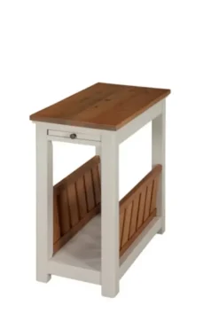 Accent & End Tables-Kirkland's Home Ivory And Natural Wood Magazine Shelf Accent Table Ivory/Tan