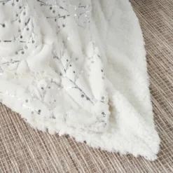 Blankets & Throws-Kirkland's Home Ivory And Silver Metallic Branches Throw Silver/Ivory
