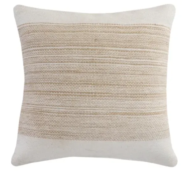 Pillows-Kirkland's Home Ivory Border Natural Close Woven Jute Pillow Ivory/Tan