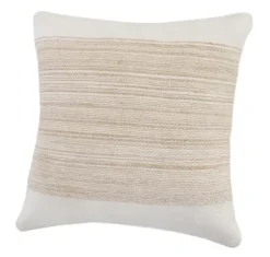 Pillows-Kirkland's Home Ivory Border Natural Close Woven Jute Pillow Ivory/Tan