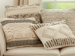 Pillows-Kirkland's Home Ivory Diamond Woven Textured Polyester Pillow