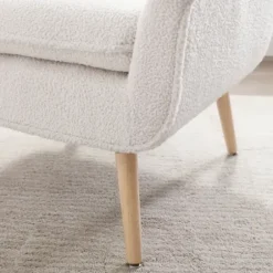 Accent Chairs-Kirkland's Home Ivory Faux Sherpa Tufted Accent Chair White