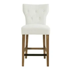 Bar Stools & Counter Height Stools-Kirkland's Home Ivory Harrison Tufted Counter Stool White