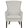 Accent Chairs-Kirkland's Home Ivory Lanea Quilted Accent Chair With Silver Studs White