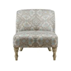 Accent Chairs-Kirkland's Home Ivory Medallion Wide Frame Slipper Accent Chair White/Blue/Brown