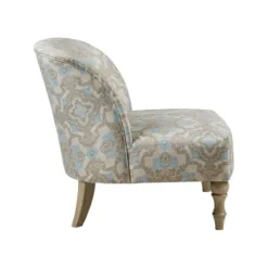 Accent Chairs-Kirkland's Home Ivory Medallion Wide Frame Slipper Accent Chair White/Blue/Brown