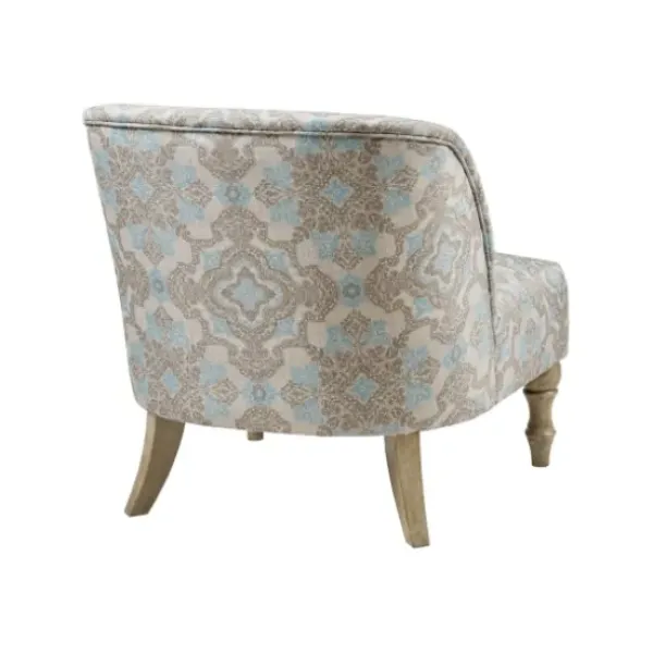Accent Chairs-Kirkland's Home Ivory Medallion Wide Frame Slipper Accent Chair White/Blue/Brown