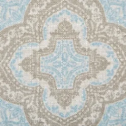 Accent Chairs-Kirkland's Home Ivory Medallion Wide Frame Slipper Accent Chair White/Blue/Brown