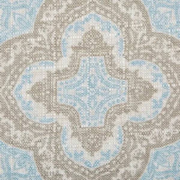 Accent Chairs-Kirkland's Home Ivory Medallion Wide Frame Slipper Accent Chair White/Blue/Brown