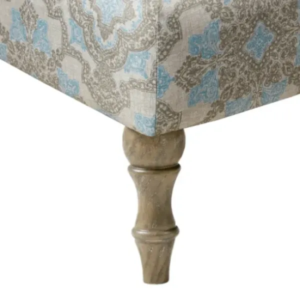 Accent Chairs-Kirkland's Home Ivory Medallion Wide Frame Slipper Accent Chair White/Blue/Brown