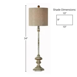 Buffet Lamps-Kirkland's Home Ivory Resin Distressed Traditional Buffet Lamp Tan