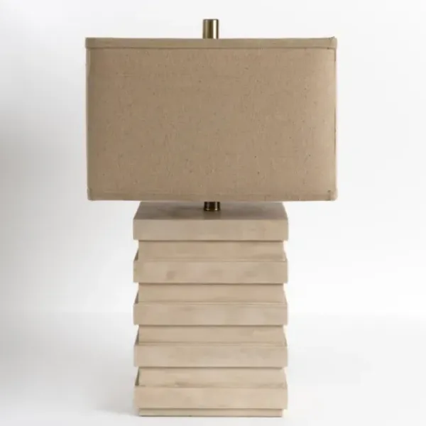 Table Lamps-Kirkland's Home Ivory Square Tiered Table Lamp Tan