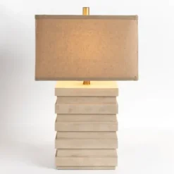 Table Lamps-Kirkland's Home Ivory Square Tiered Table Lamp Tan